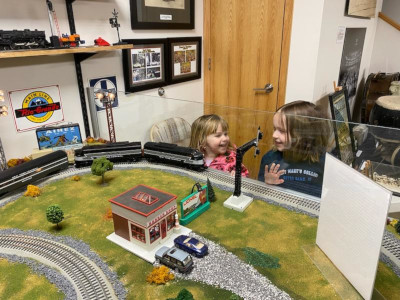 Young patrons enjoy the train set